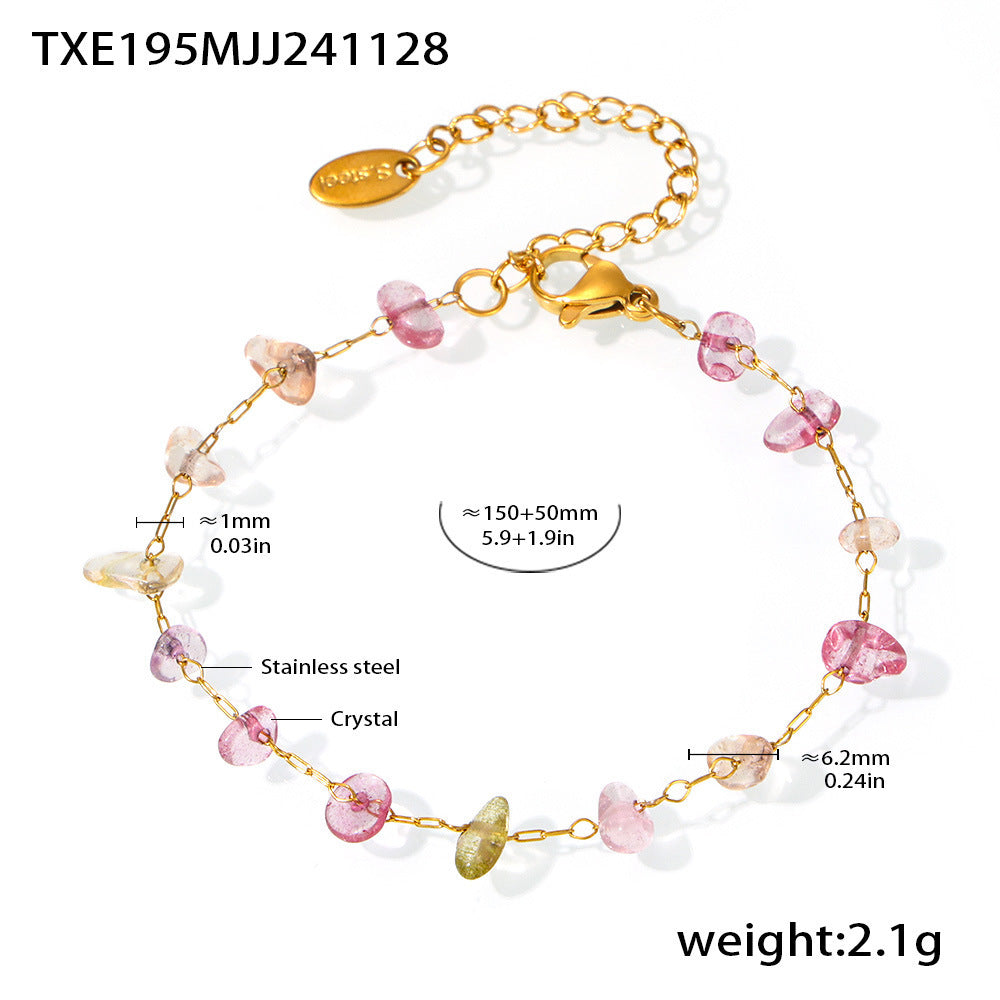 Dopamine Jewelry Set - Ins Aesthetic Crystal Stone Necklace & Bracelet