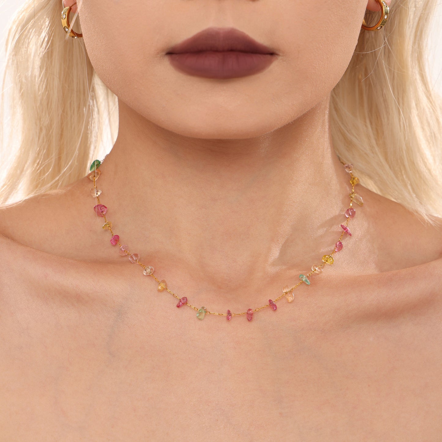 Dopamine Jewelry Set - Ins Aesthetic Crystal Stone Necklace & Bracelet