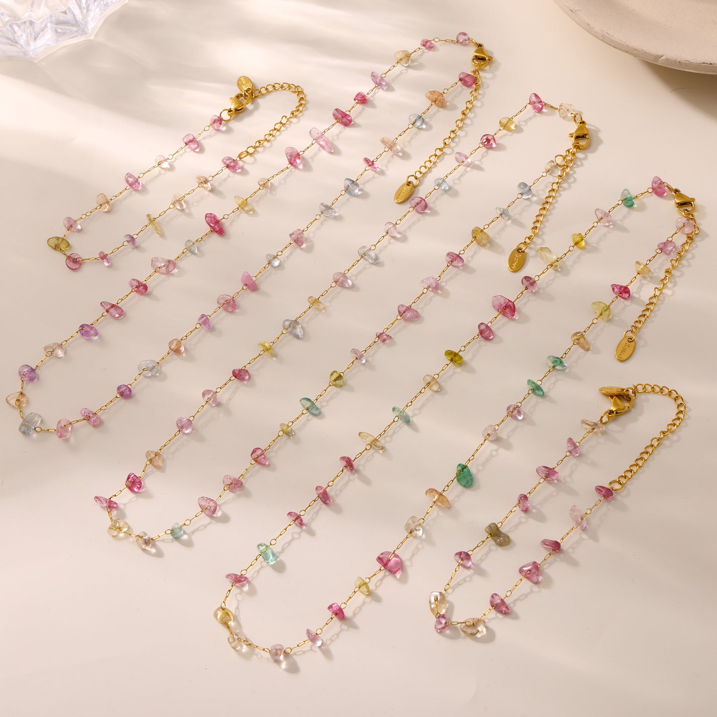 Dopamine Jewelry Set - Ins Aesthetic Crystal Stone Necklace & Bracelet