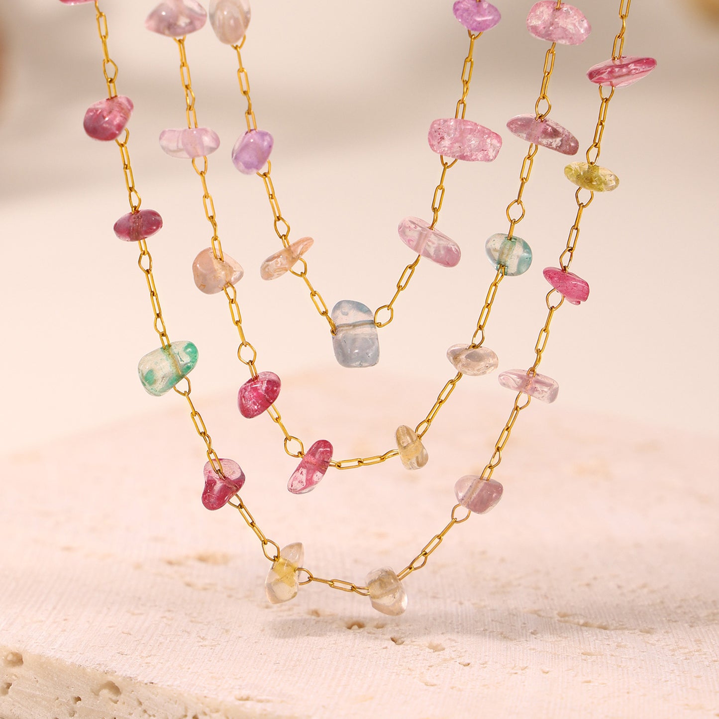 Dopamine Jewelry Set - Ins Aesthetic Crystal Stone Necklace & Bracelet