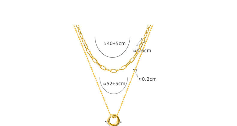 Minimalist Layered Circle Necklace - Convertible Double Chain, Gold Plated Stackable Y2K Jewelry