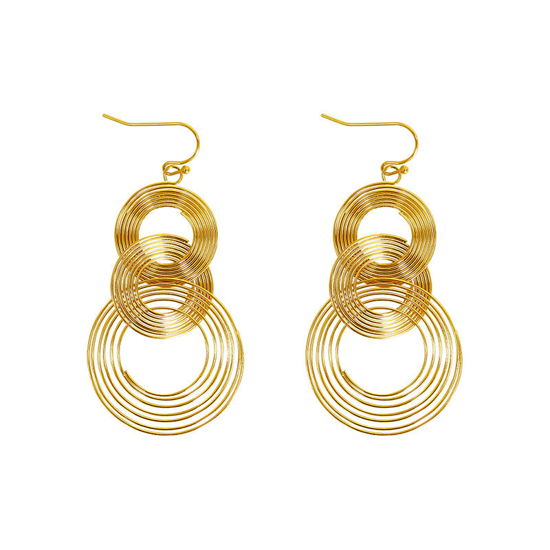 Minimalist Vintage Bold Layered Hoop Fringe Drop Earrings – Statement Dangle Earrings for Women