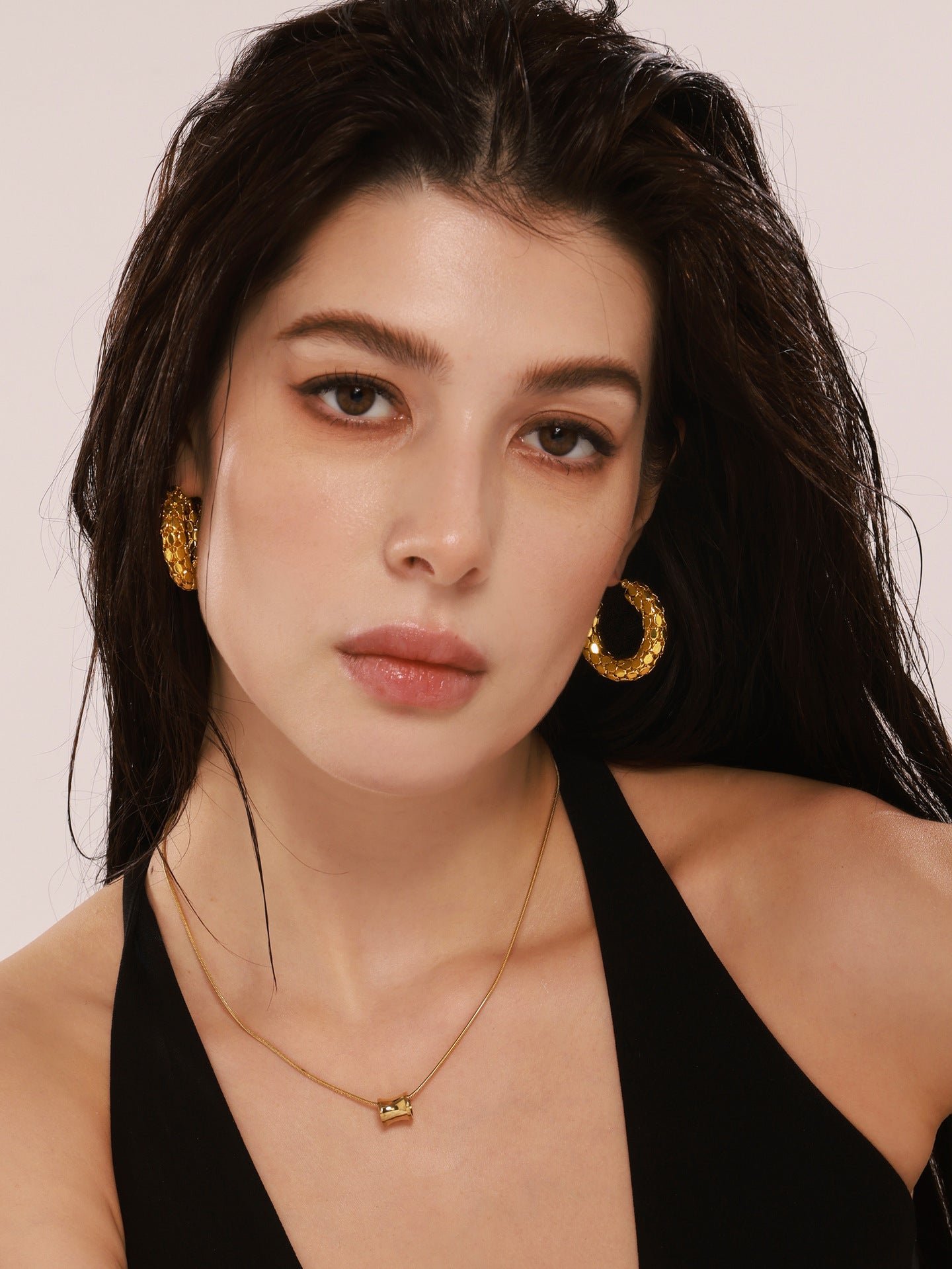 Scale Texture Hoop Earrings - Textured Fish Scale Design
