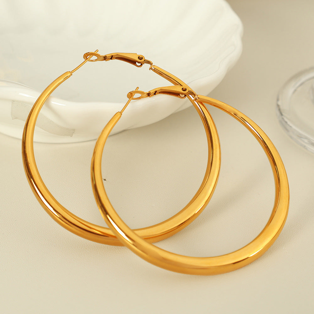 Luxury Oversized Hoop Earrings – Bold Titanium Steel Statement Earrings for Women