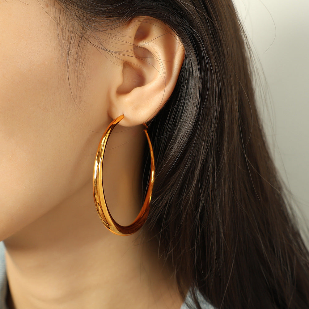 Luxury Oversized Hoop Earrings – Bold Titanium Steel Statement Earrings for Women