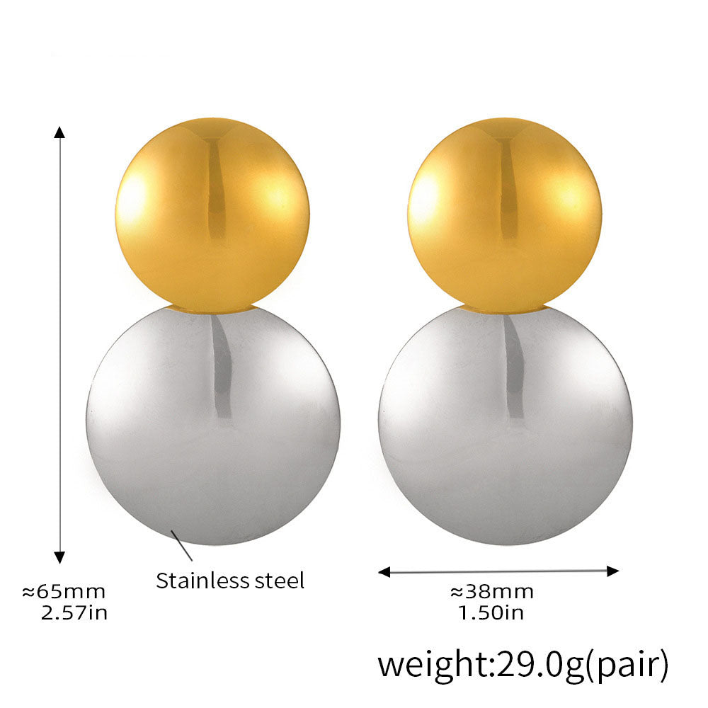 Two-Tone Gold Earrings - Minimalist Geometric Studs