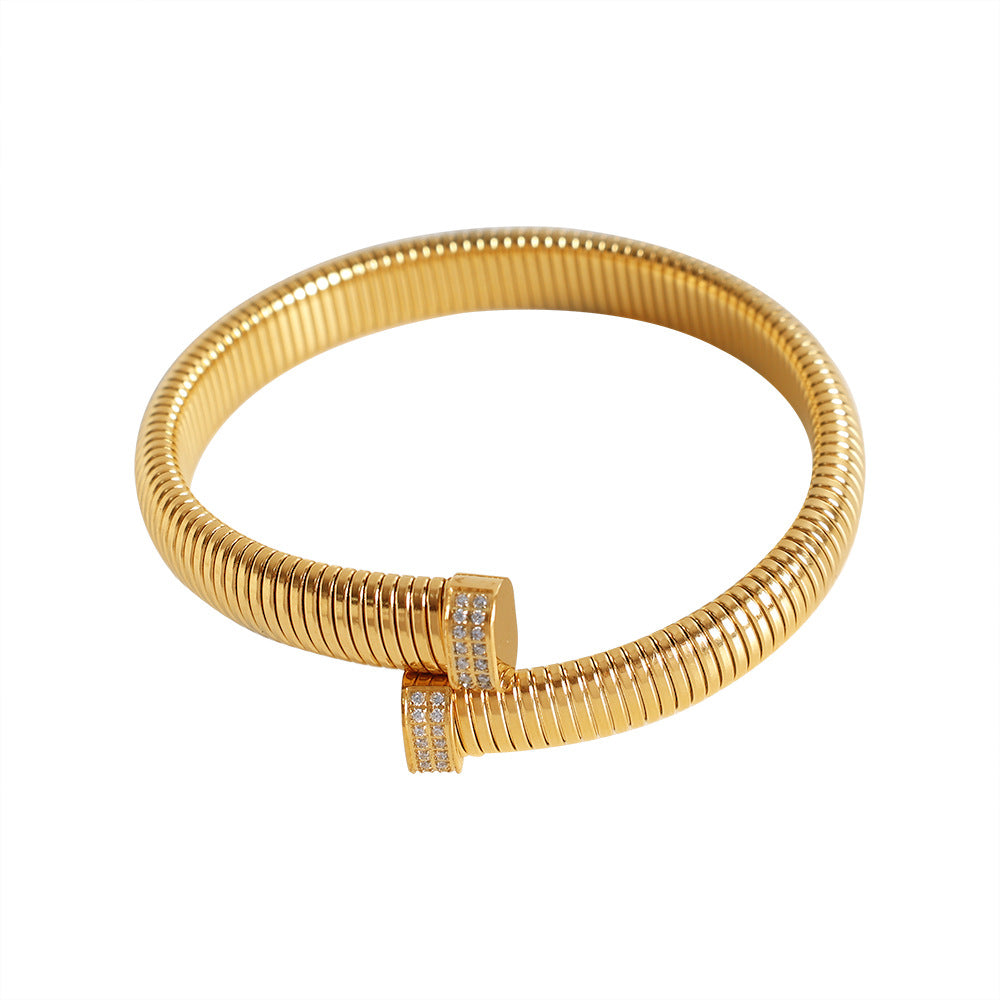 Minimalist Vertical Stripe Open Cuff Bracelet – Elegant Crossover Bangle, Trendy Boho Stackable Jewelry for Women