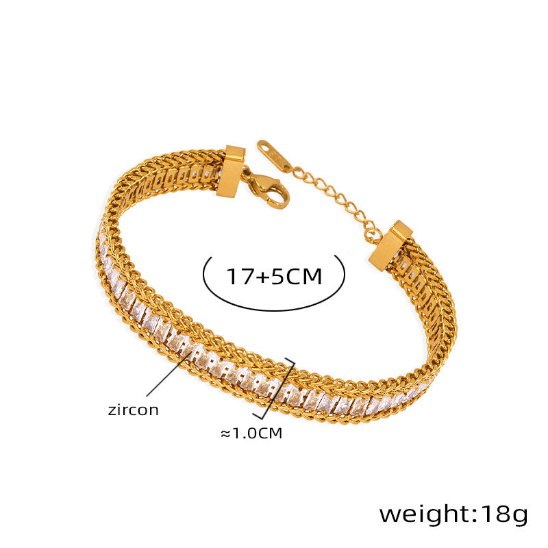 Luxury Geometric Zirconia Bracelet - Minimalist Cubic Zirconia Chain