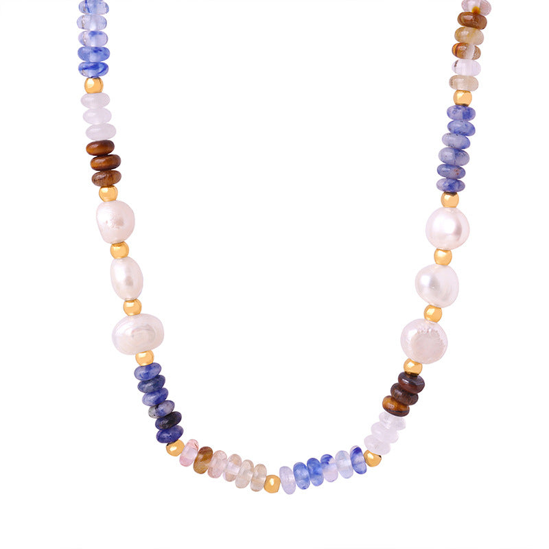 Vintage Luxe Baroque Freshwater Pearl & Natural Stone Abacus Bead Handmade Necklace