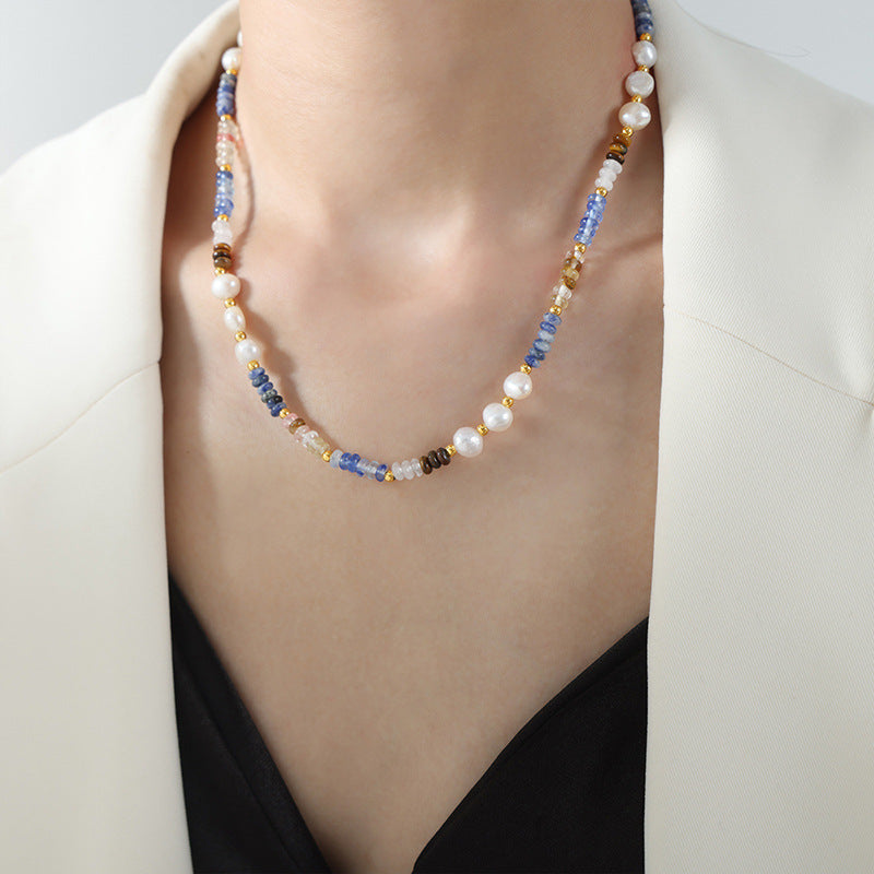 Vintage Luxe Baroque Freshwater Pearl & Natural Stone Abacus Bead Handmade Necklace