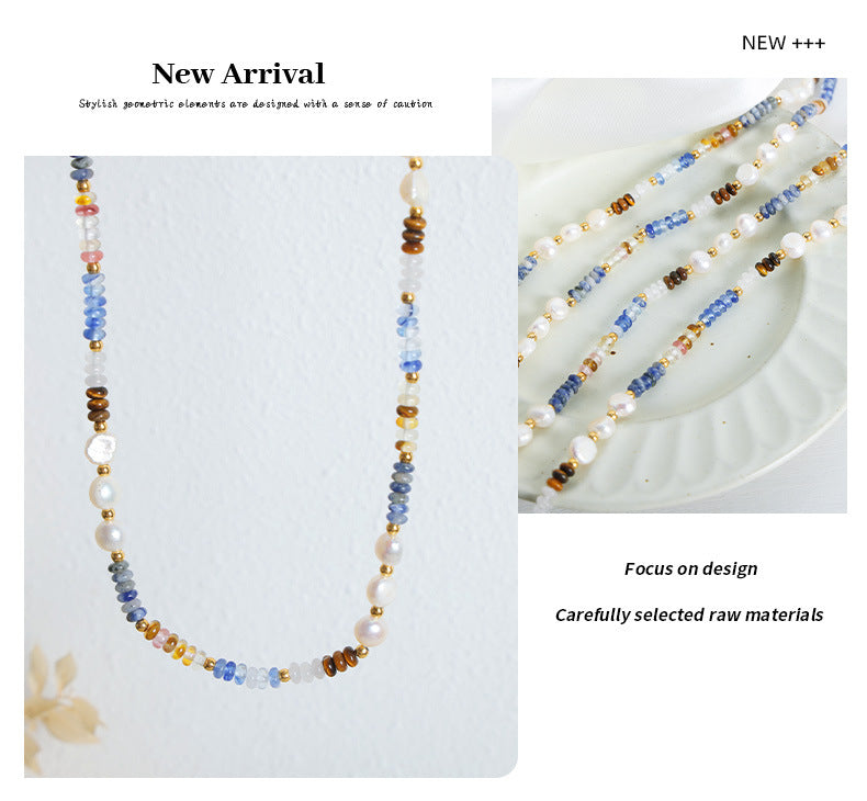 Vintage Luxe Baroque Freshwater Pearl & Natural Stone Abacus Bead Handmade Necklace
