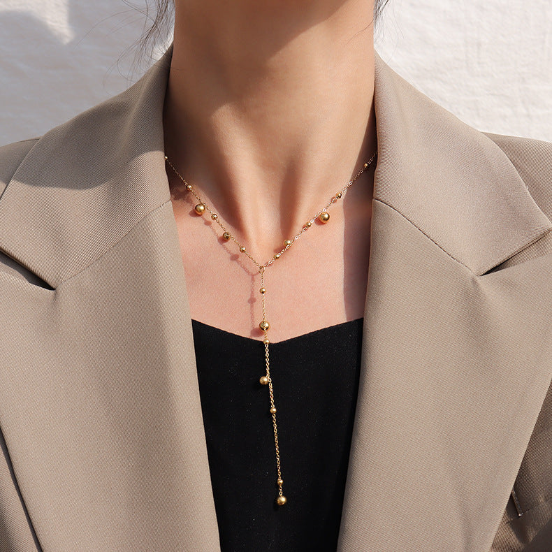 Minimalist Beaded Fringe Necklace - Cool-Girl Layered Chain Jewelry