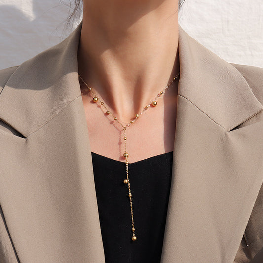 Minimalist Beaded Fringe Necklace - Cool-Girl Layered Chain Jewelry