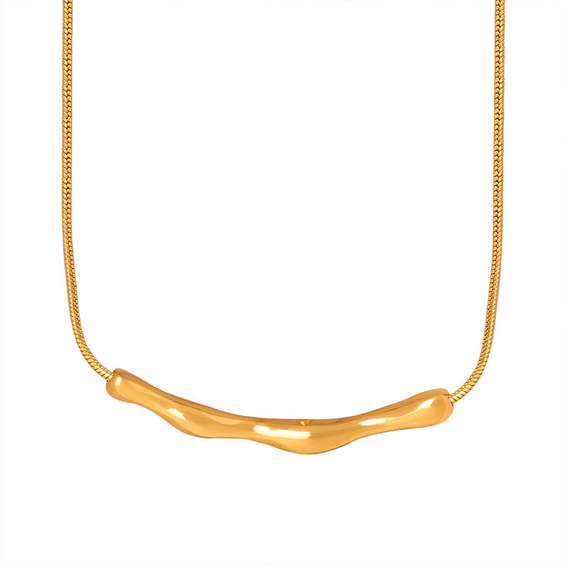 Geometric Bar Pendant Necklace - Asymmetrical Minimalist Chain