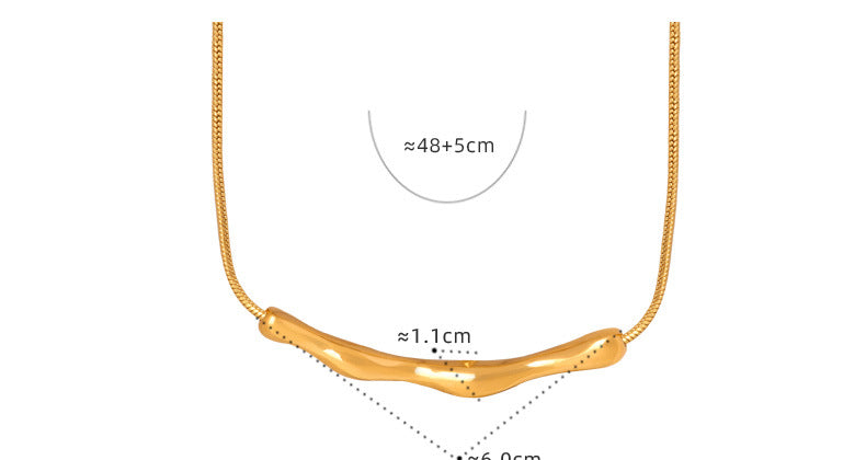 Geometric Bar Pendant Necklace - Asymmetrical Minimalist Chain