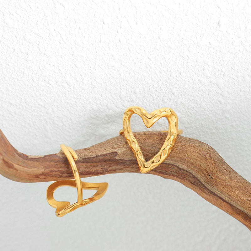 Edgy Heart Ring - Asymmetrical Metal Sculptural Ring