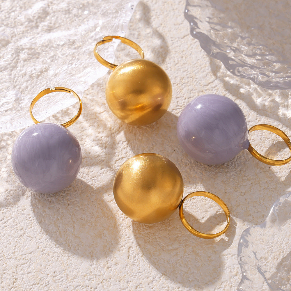 Instagram Aesthetic Enamel Dome Ring - Bold Colored Resin Sphere Statement Piece, Y2K Minimalist Mood Jewelry