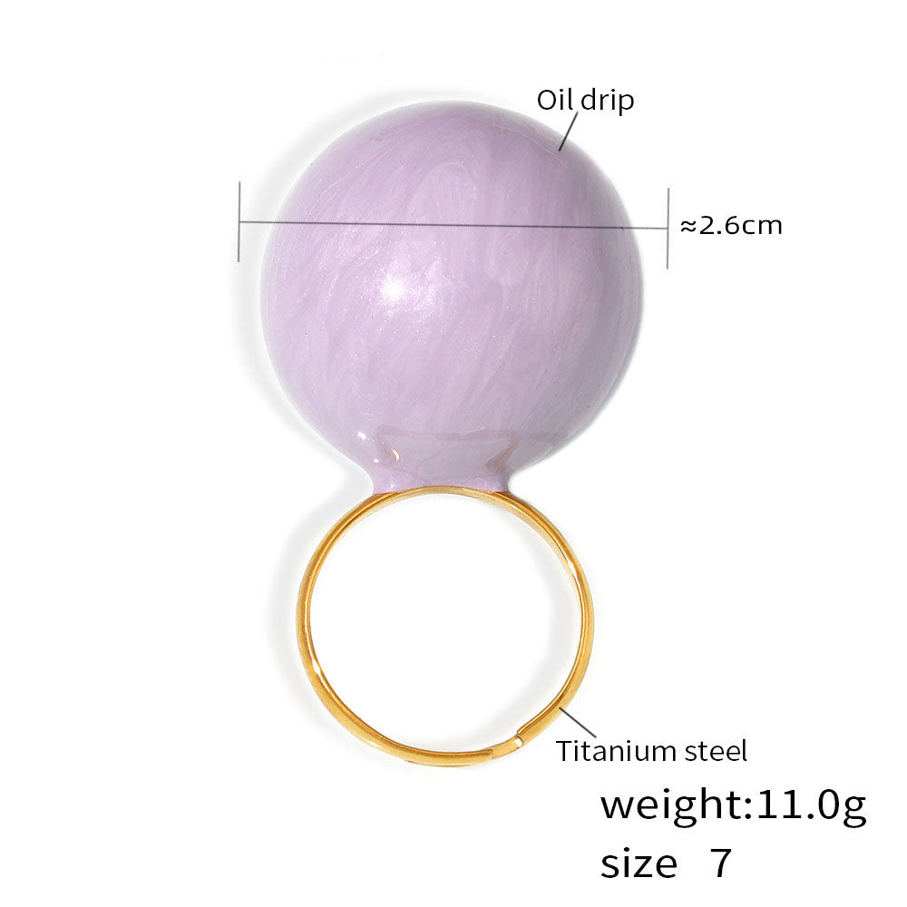 Instagram Aesthetic Enamel Dome Ring - Bold Colored Resin Sphere Statement Piece, Y2K Minimalist Mood Jewelry