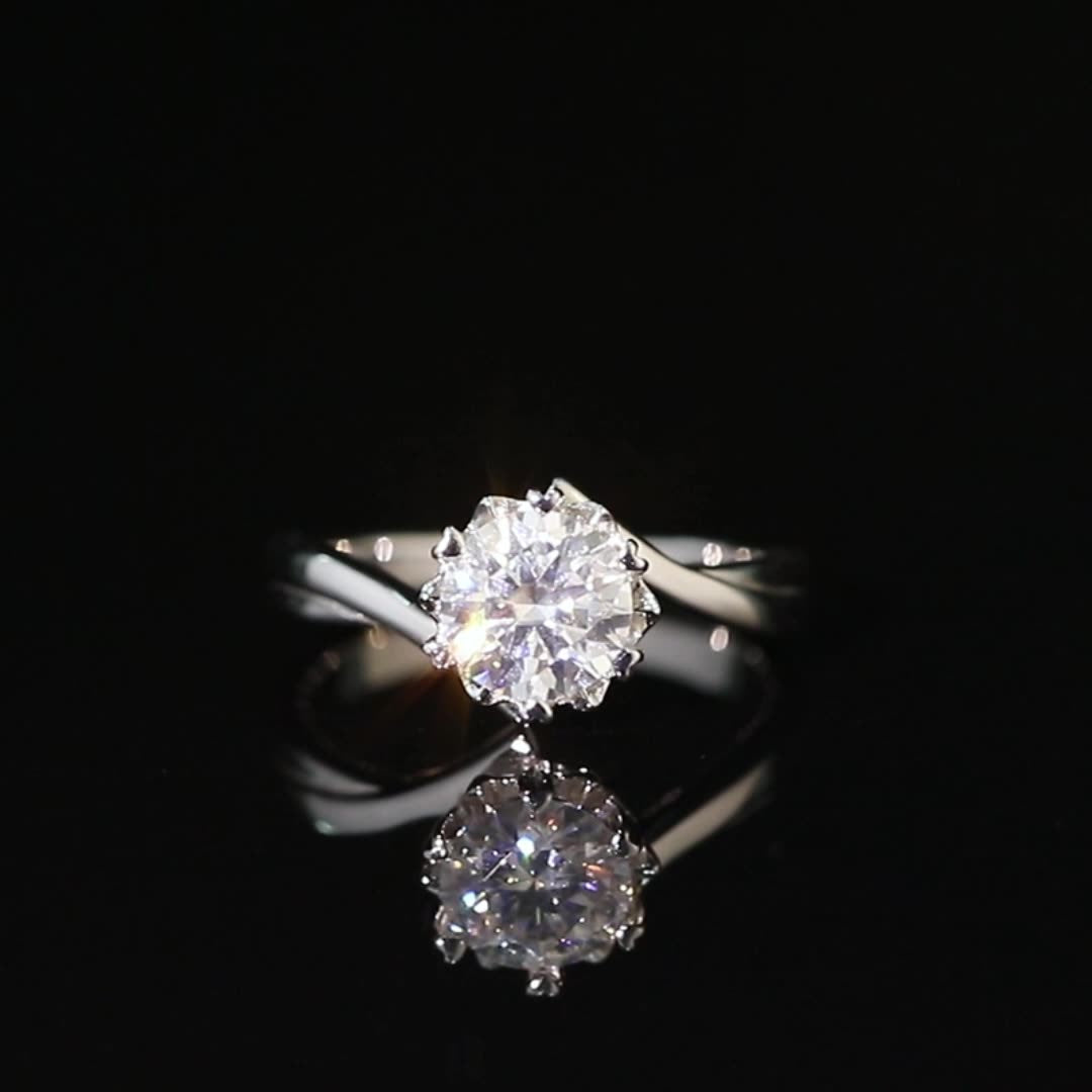 2ct Snowflake Moissanite Ring - S925 Sterling Silver Nubi Design