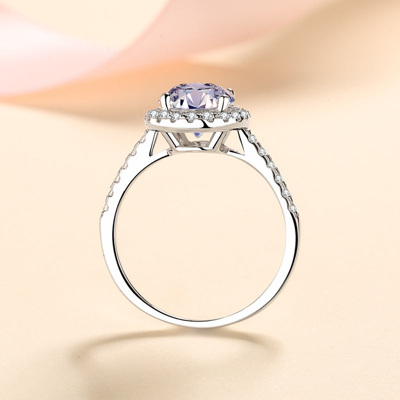 2ct Oval Moissanite Engagement Ring - S925 Sterling Silver Solitaire Wedding Band
