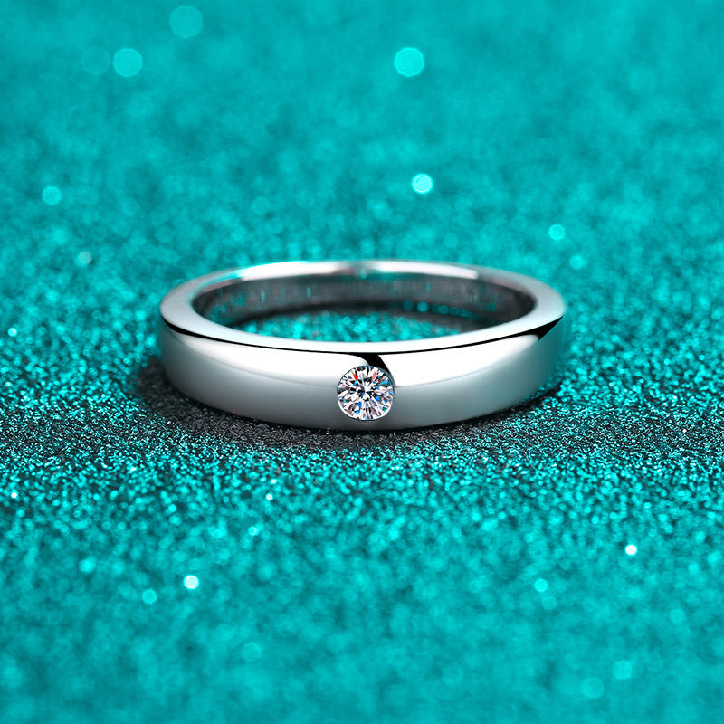 Unisex Moissanite Couple Rings - Matching S925 Sterling Silver Bands, Minimalist Promise Rings for Him & Her