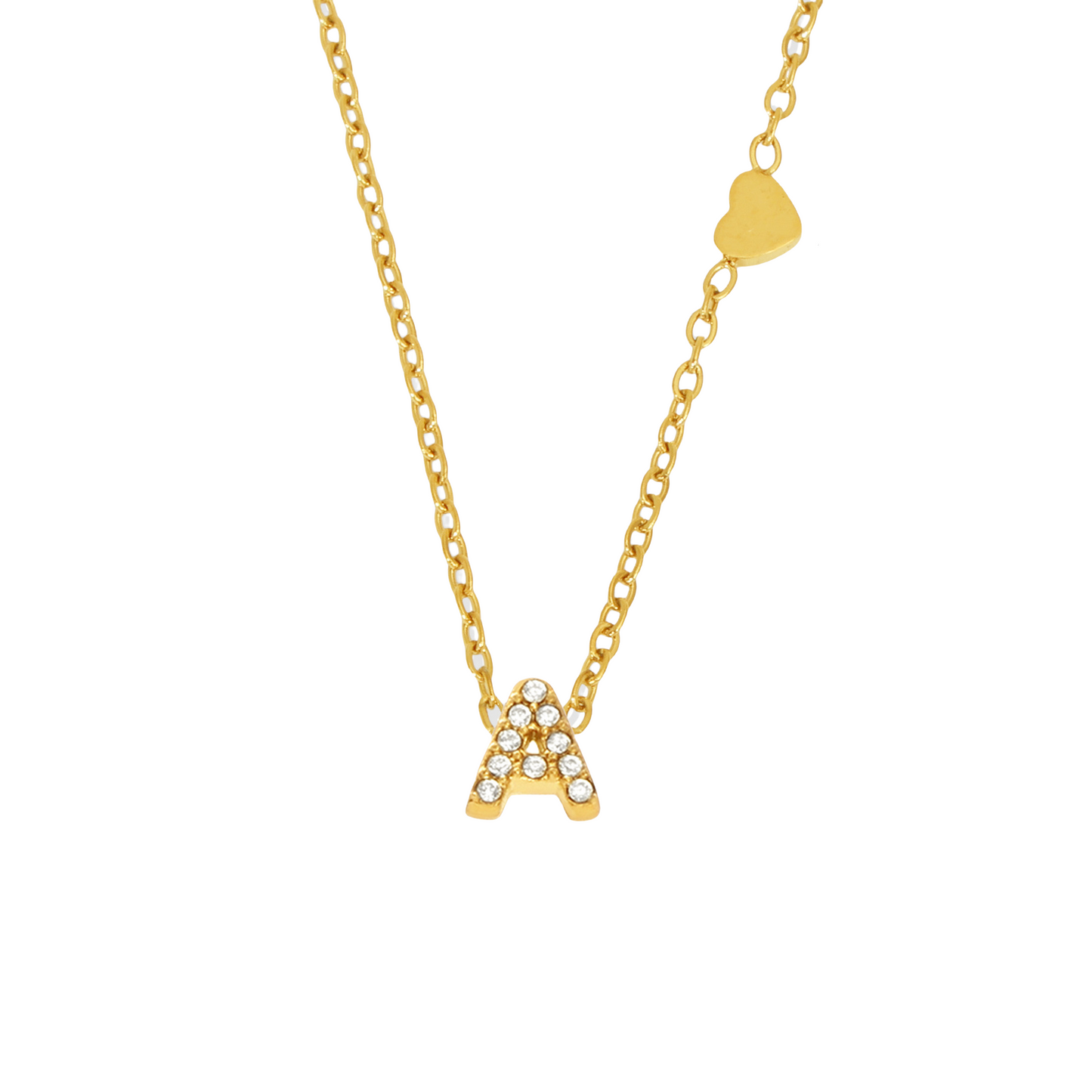 Personalized Alphabet Necklace - Custom Initial Pendant with Cubic Zirconia, 26 Letters Gold Plated Titanium Steel  Chain