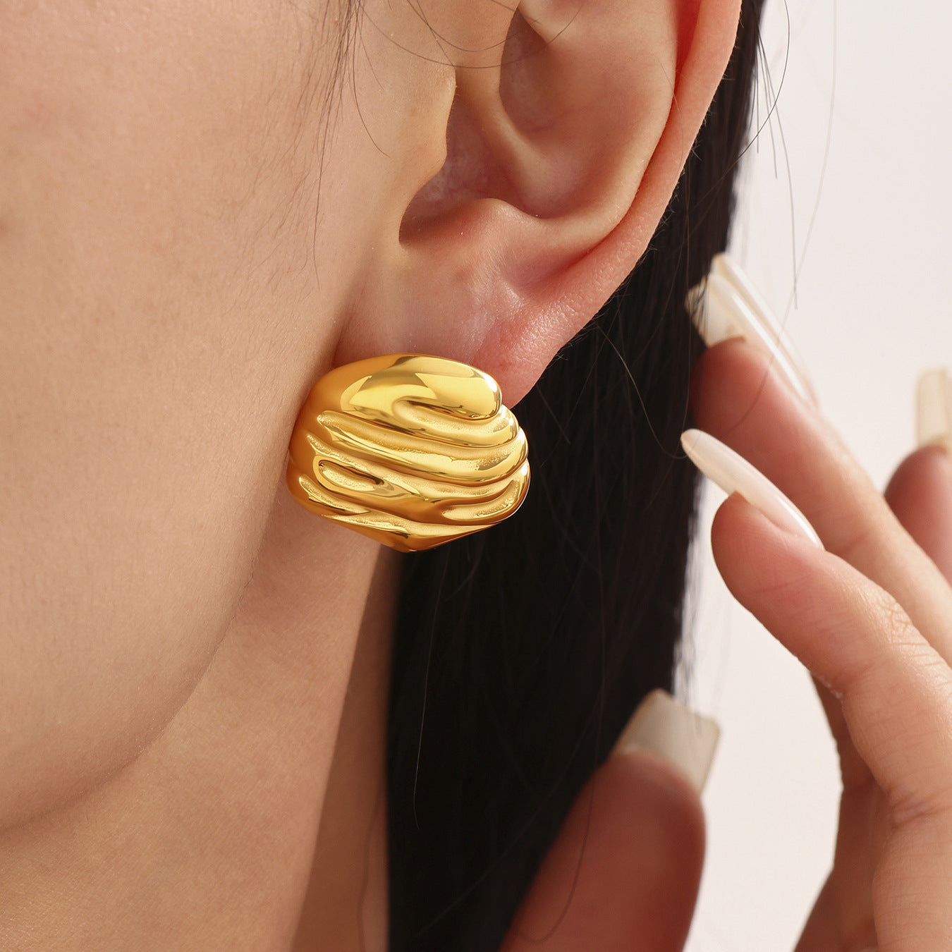Hammered Textured Earrings - Crinkled Irregular Edge Design, Modern Minimalist Studs for Women
