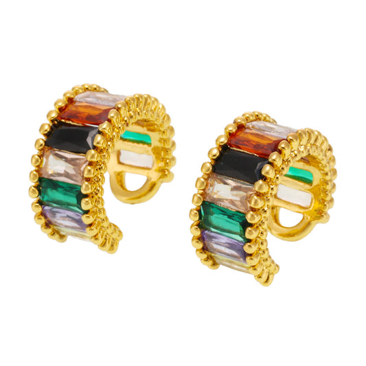 Dopamine Rainbow Glass Ear Cuffs - Clip-On Non-Pierced Earrings