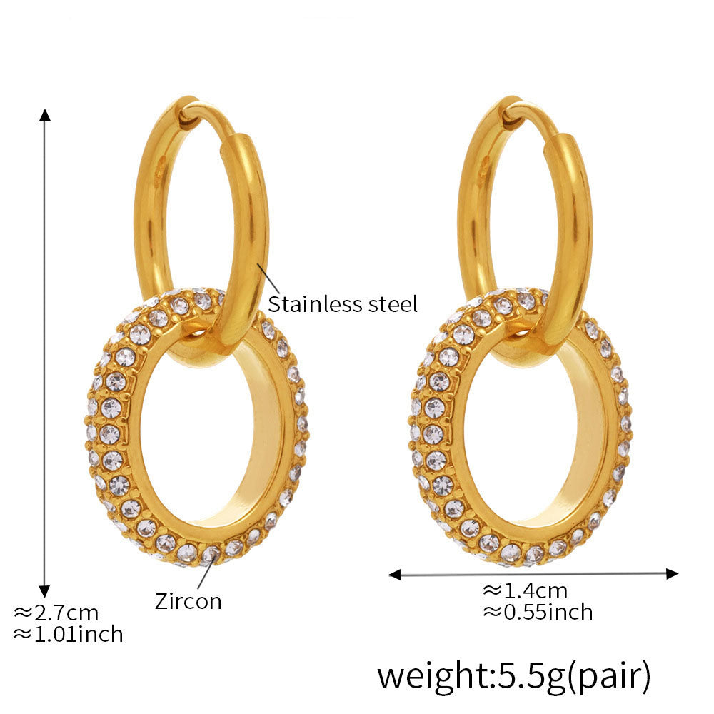 Double Hoop White Zirconia Earrings - Convertible 2-in-1 Circle Earrings