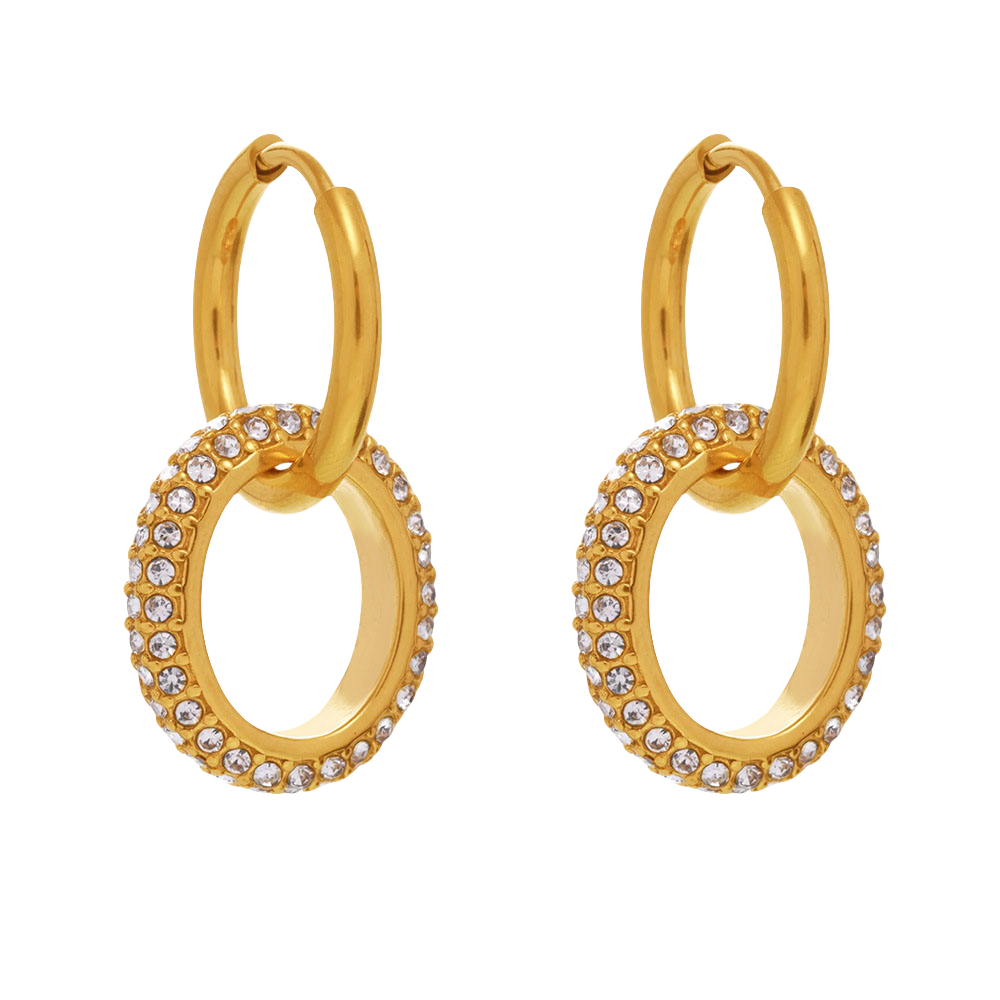 Double Hoop White Zirconia Earrings - Convertible 2-in-1 Circle Earrings