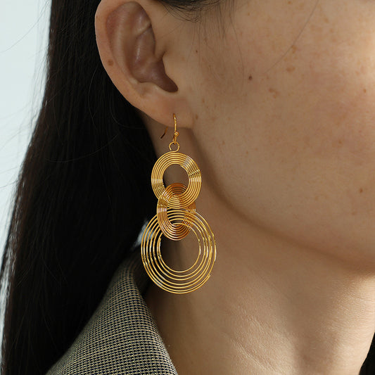 Minimalist Vintage Bold Layered Hoop Fringe Drop Earrings – Statement Dangle Earrings for Women
