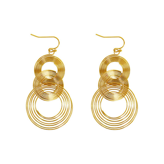 Minimalist Vintage Bold Layered Hoop Fringe Drop Earrings – Statement Dangle Earrings for Women