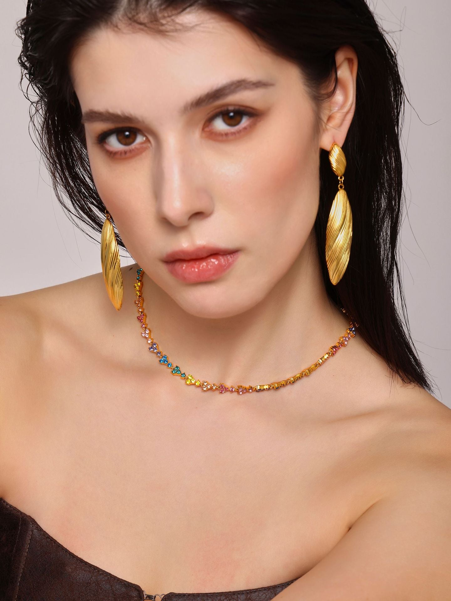 Vintage Striped Shell Pendant Earrings - Long Dangle Boho Earrings