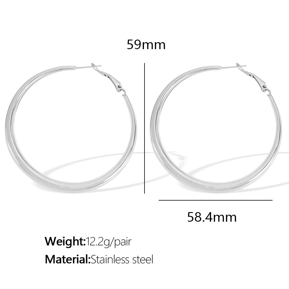 Luxury Oversized Hoop Earrings – Bold Titanium Steel Statement Earrings for Women