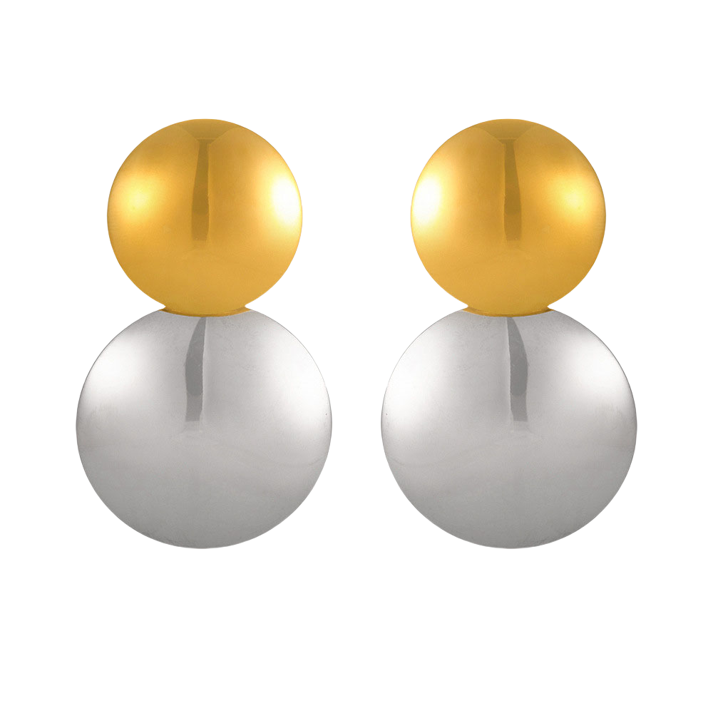 Two-Tone Gold Earrings - Minimalist Geometric Studs