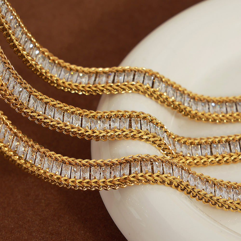 Luxury Geometric Zirconia Bracelet - Minimalist Cubic Zirconia Chain
