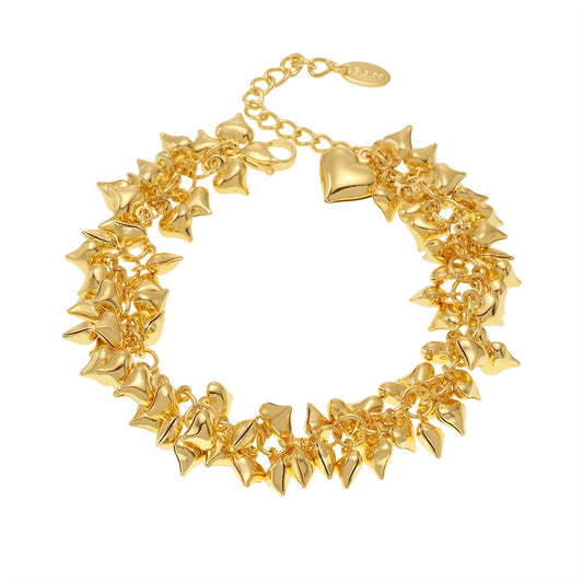 Heart Pendant Chain Bracelet - Edgy Sweet-Cool Charm Necklace