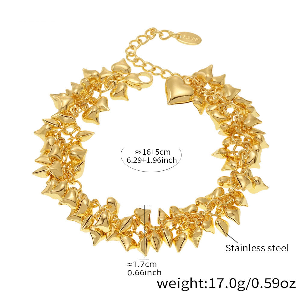 Heart Pendant Chain Bracelet - Edgy Sweet-Cool Charm Necklace