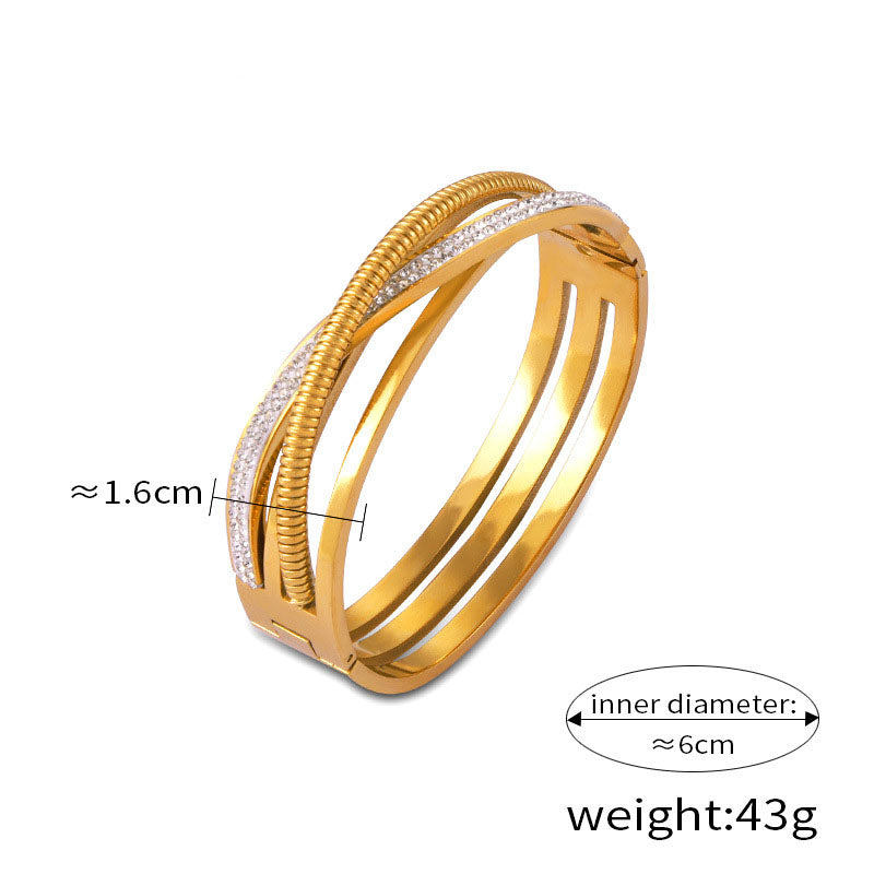 British Geometric Zirconia Bracelet - Minimalist Diamond-Cut Cuff