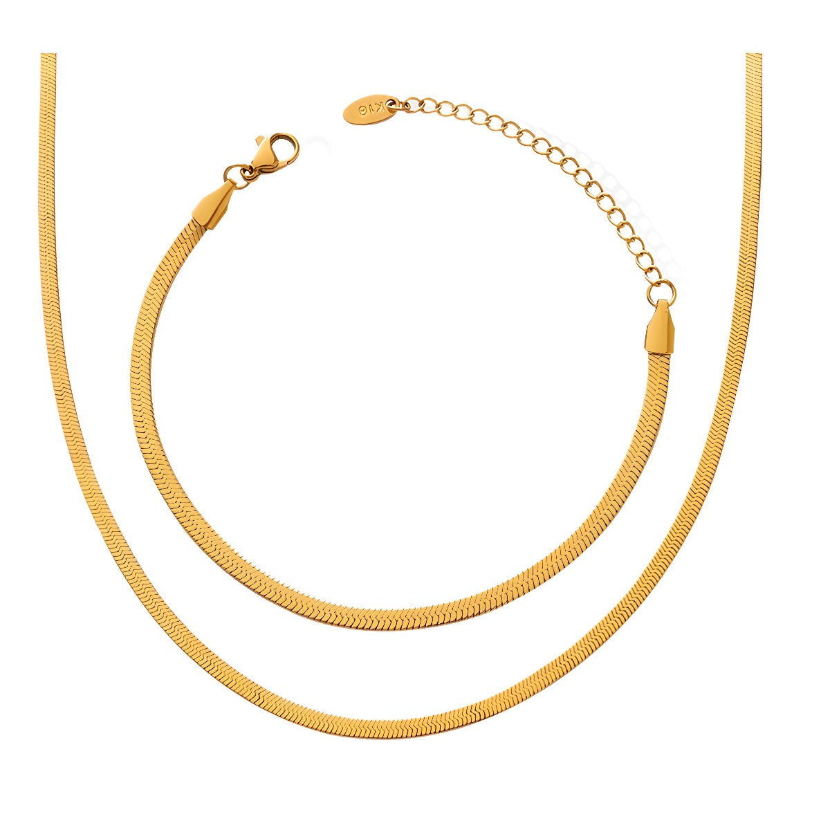 Trendy Unisex Snake Chain Necklace & Bracelet Set - Ins Style Versatile Layering Piece