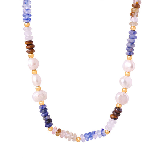 Vintage Luxe Baroque Freshwater Pearl & Natural Stone Abacus Bead Handmade Necklace