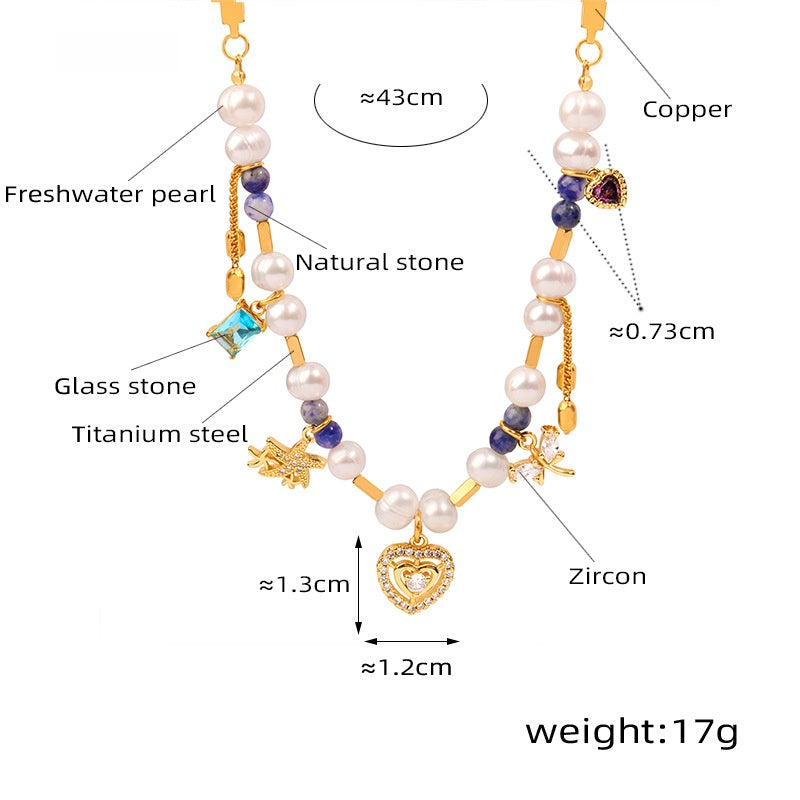 Royalcore Luxe Vintage Freshwater Pearl & Natural Stone Hand-Knotted Beaded Necklace