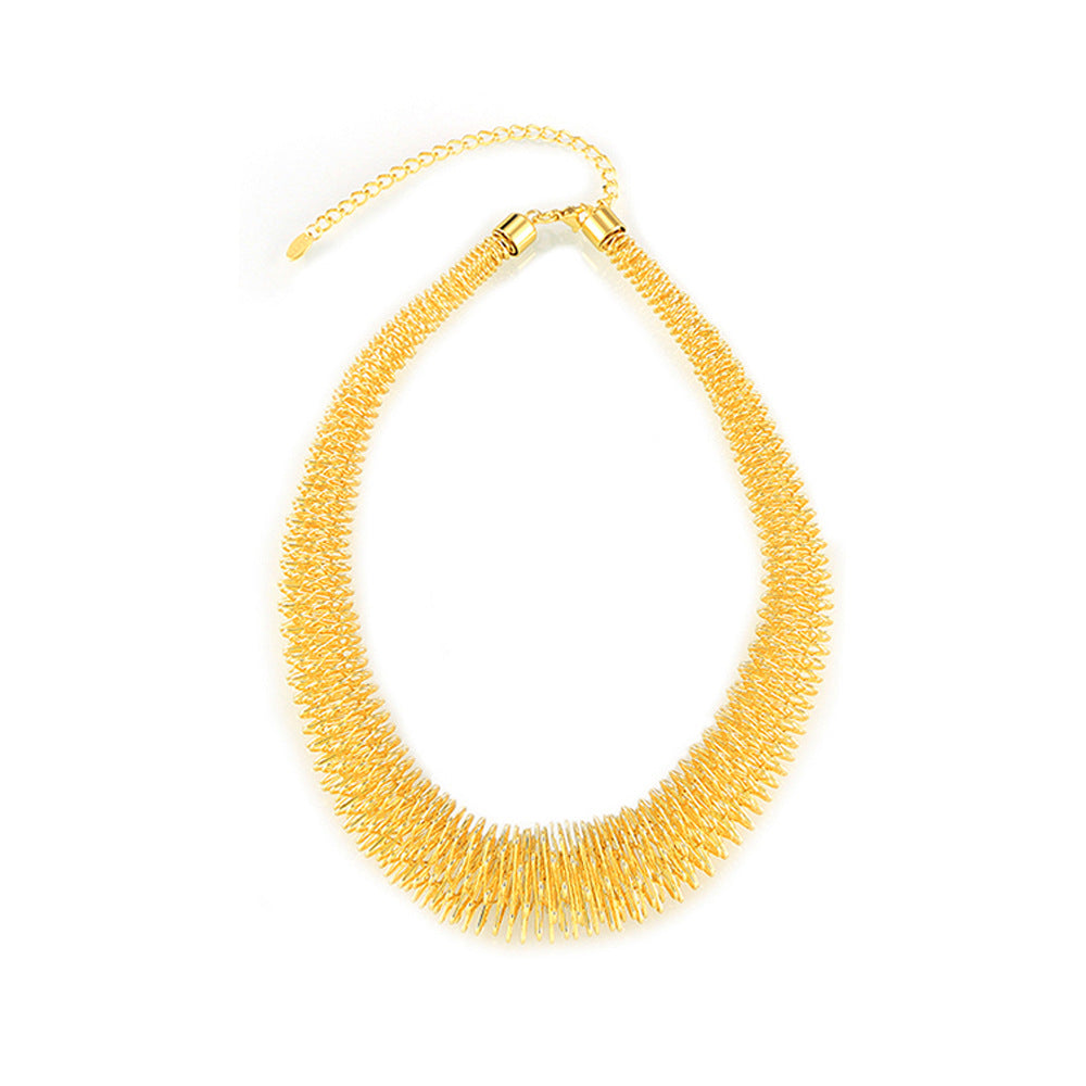 Hip-Hop Spring Chain Necklace - Geometric Titanium Statement Piece