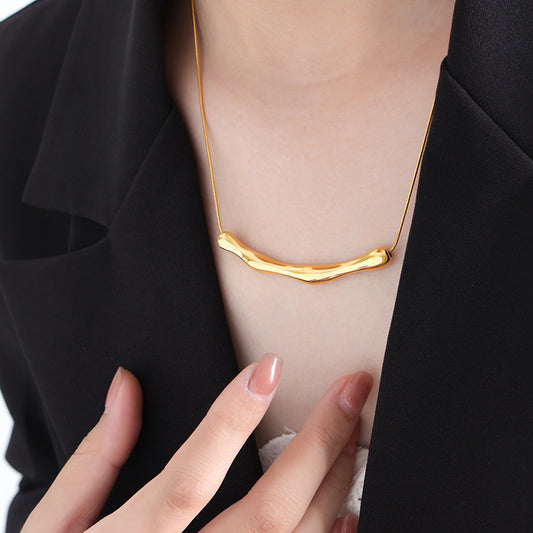 Geometric Bar Pendant Necklace - Asymmetrical Minimalist Chain