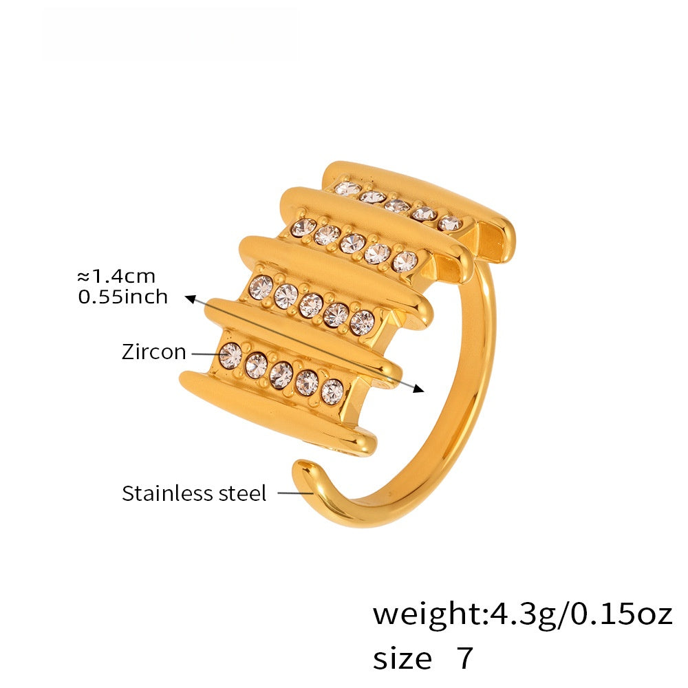 Cubic Zirconia Square Ring - Geometric Open Band with Micro-Pave Setting, Modern Statement Finger Jewelry