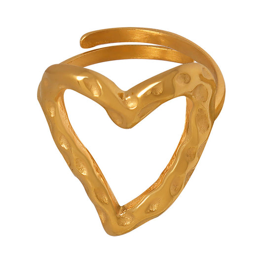 Edgy Heart Ring - Asymmetrical Metal Sculptural Ring