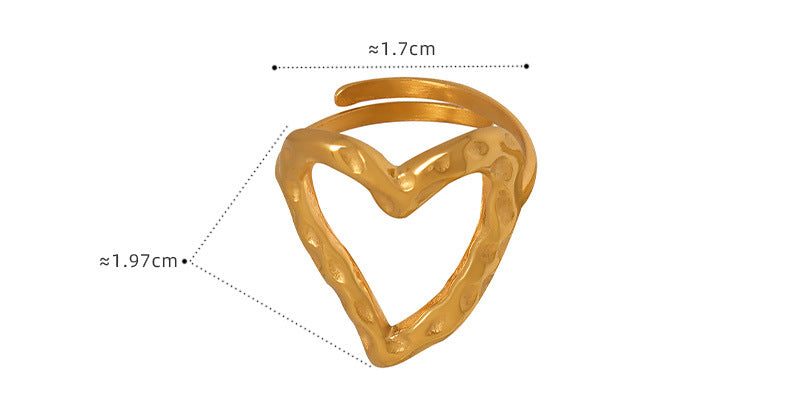 Edgy Heart Ring - Asymmetrical Metal Sculptural Ring