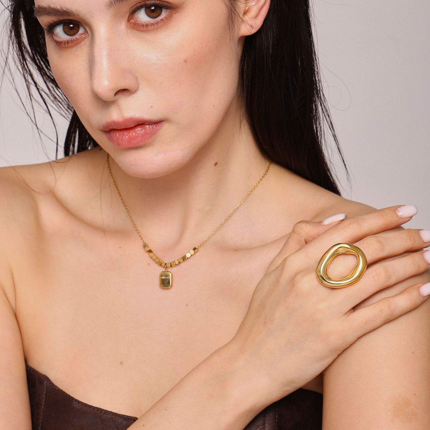 Viral Openwork Statement Ring - Bold Hollow-Out Design, Y2K Aesthetic Titanium Steel Fashion Jewelry