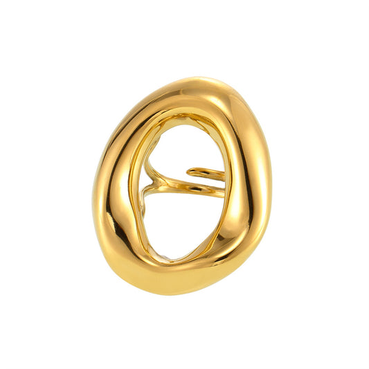 Viral Openwork Statement Ring - Bold Hollow-Out Design, Y2K Aesthetic Titanium Steel Fashion Jewelry