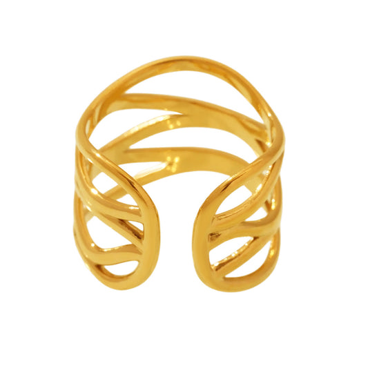Minimalist Openwork Band Ring - Geometric Cutout Cuff